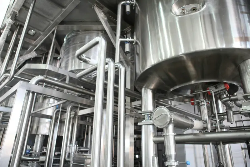 Stainless-steel process equipment in an industrial plant (illustrative photo)
